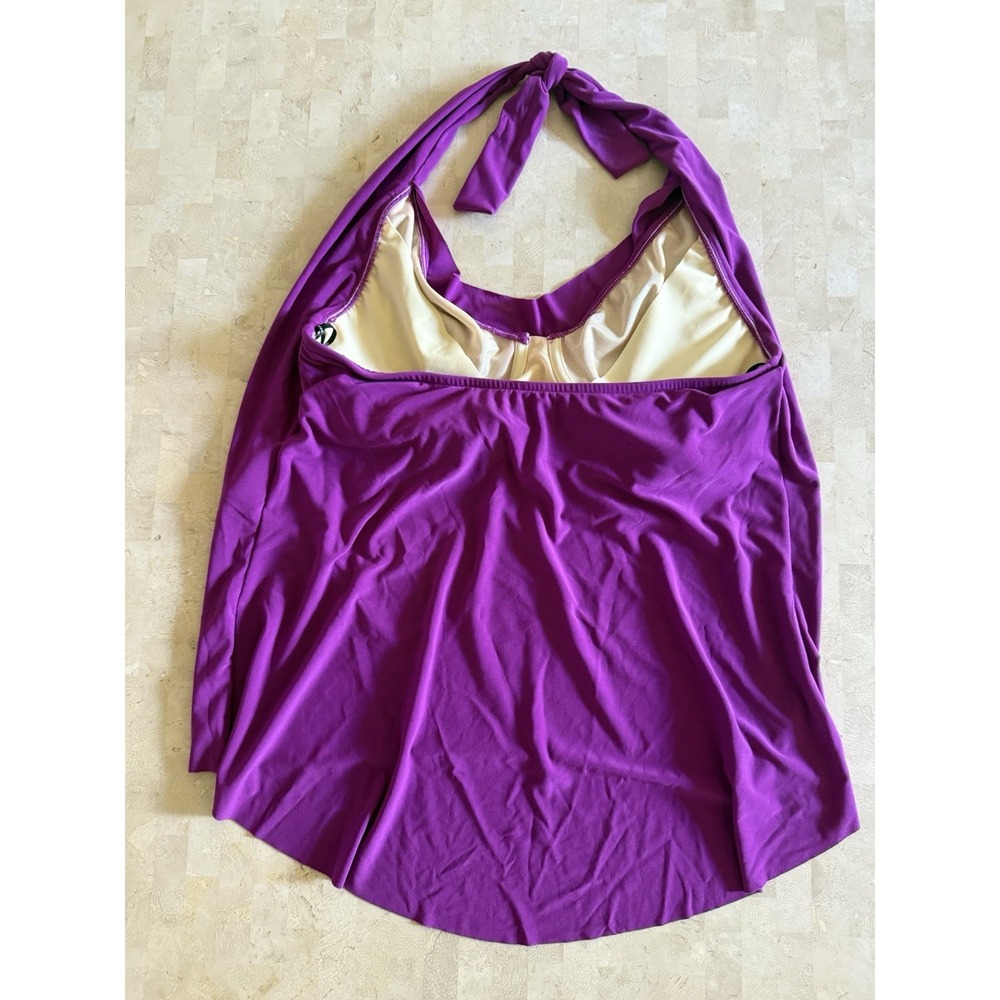 NWT Magicsuit Sophie Tankini Top Purple Color Hibiscus Pink Halter Sz 8 $134 - Picture 5 of 8
